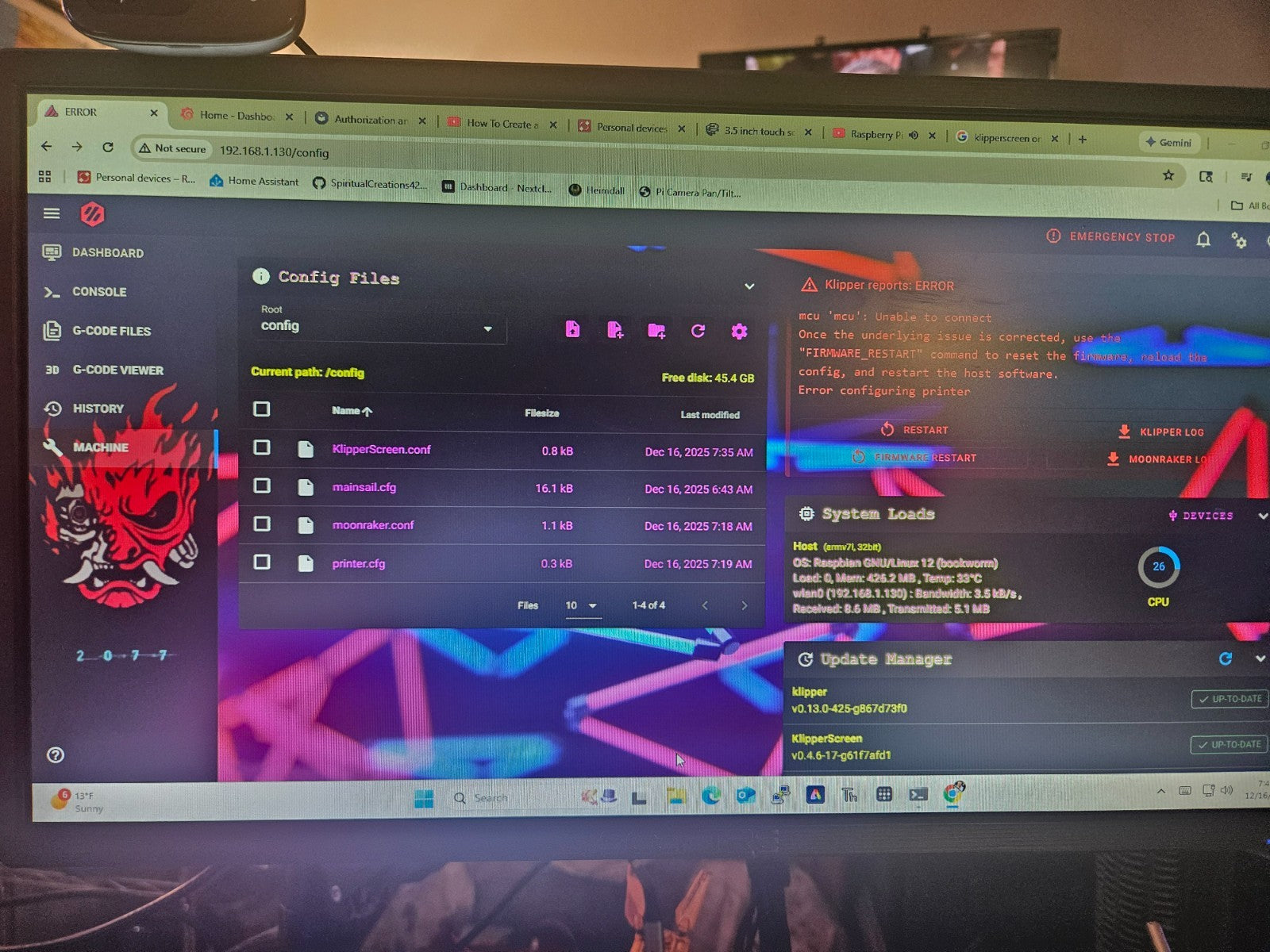 Pi Zero 2 W Klipper 3D Printer Upgrade, Klipperscreen, Mainsail OS, Crows Nest